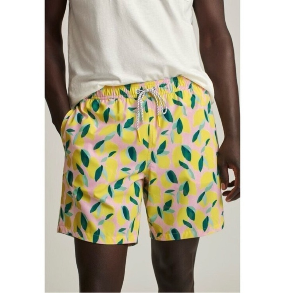 Bonobos Riviera Swim Trunks Board Shorts Painted‎ Lemons Pockets Size Large